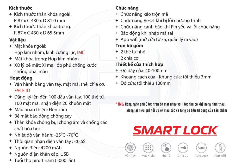 Thông số Khoá cửa thông minh Bosch FU8 Plus