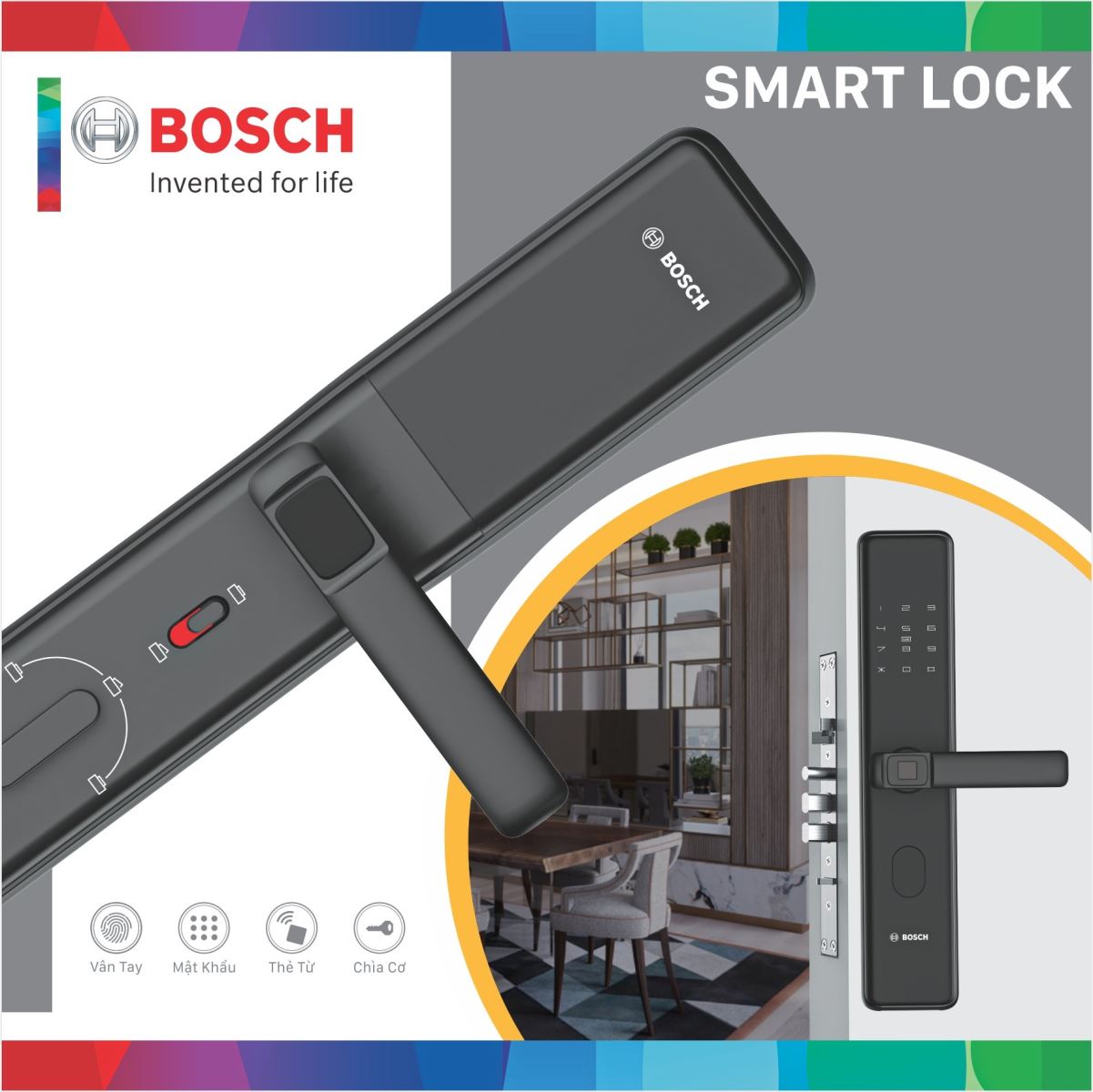 Khóa cửa vân tay Bosch ID 30B Black